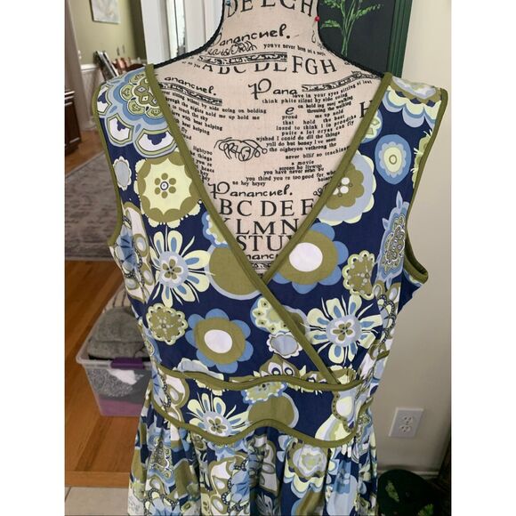 Scarlett Dress Womens Blue Floral Sheath Sleeveless Tank Cotton - Picture 4 of 11